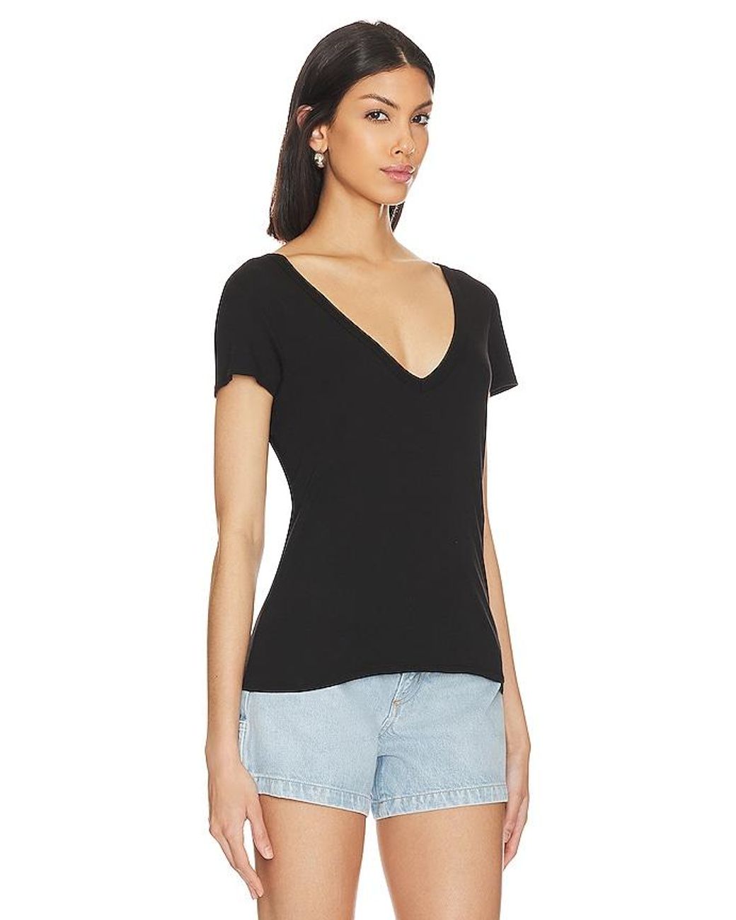 Enza Costa Black Perfect V Tee