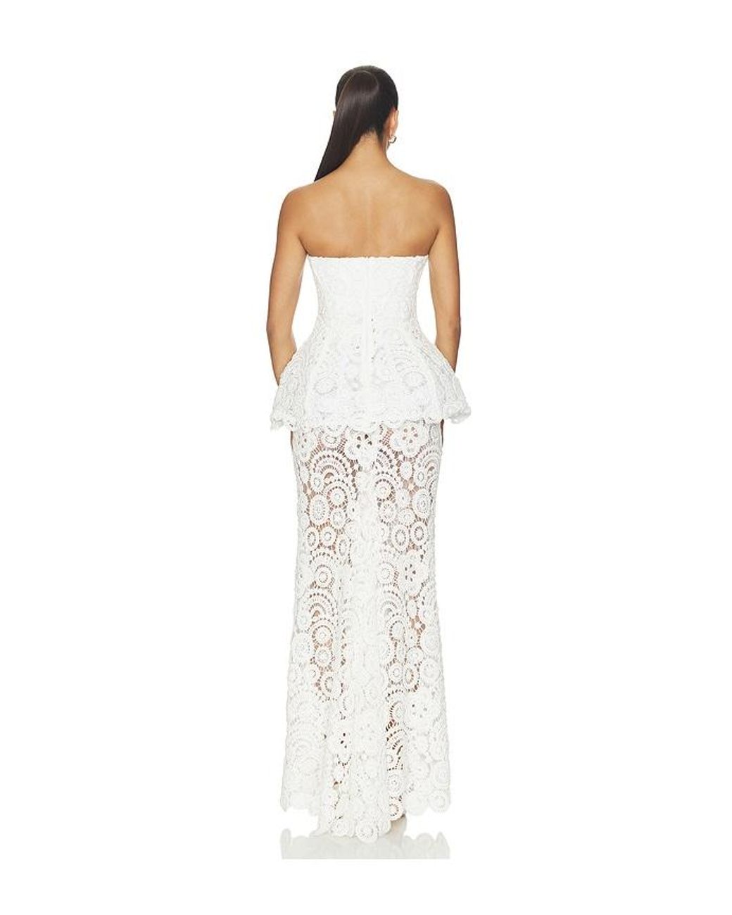 PATBO White Gal Embroidery Peplum Maxi Dress