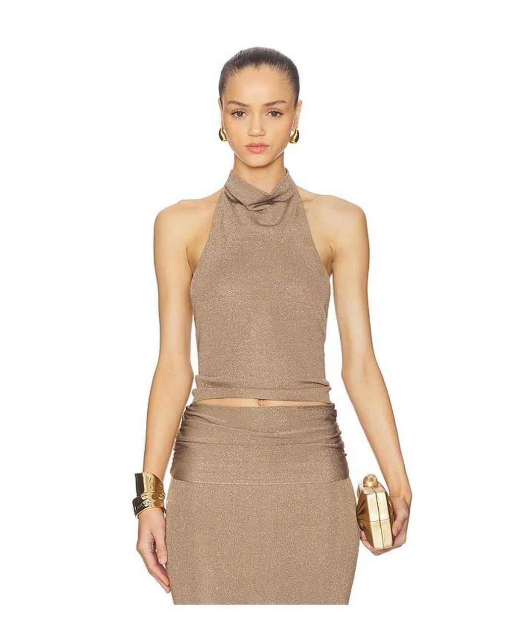 Lovers + Friends Natural Renna Cowl Neck Sleeveless Top