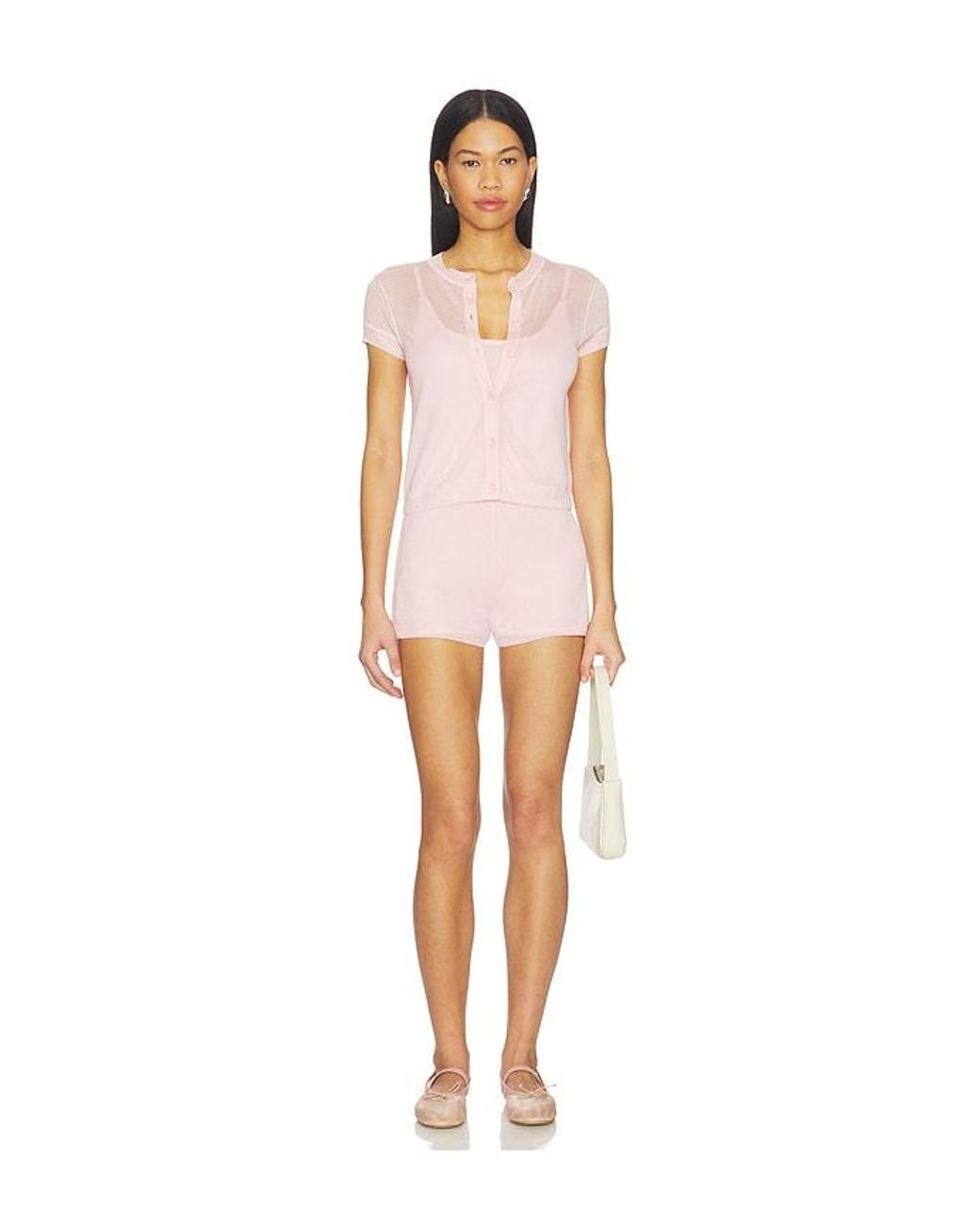 Central Park West Pink Serena Sheer Cardi With Cami Top