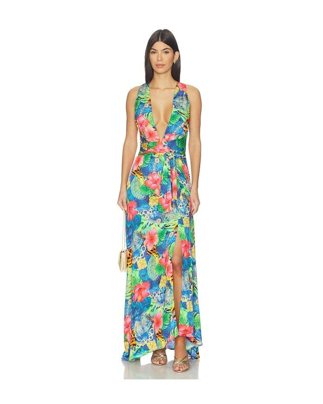 Luli Fama White Jungle Reign Convertible Maxi Dress