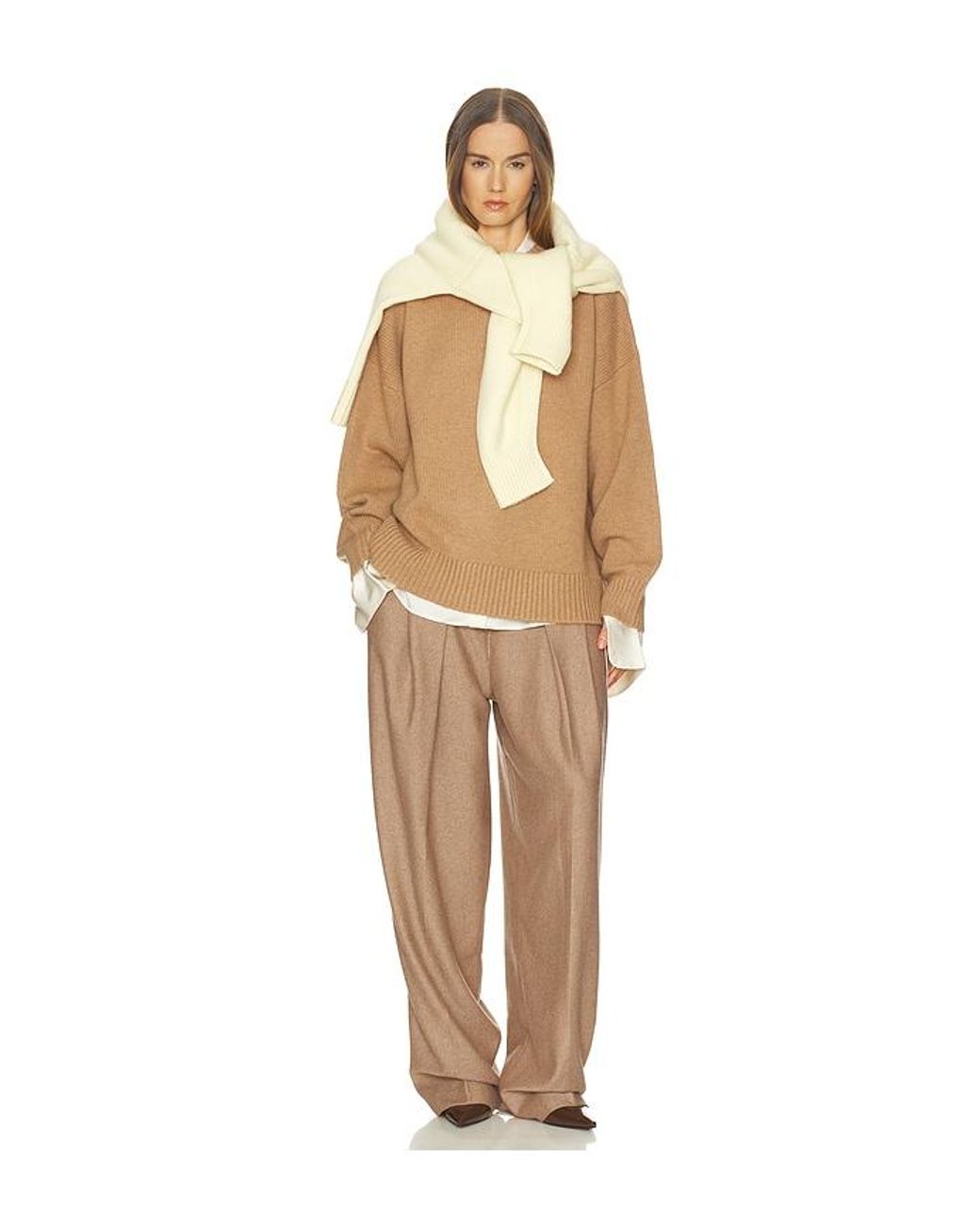 Helsa Natural Chloey Wool Cashmere Sweater