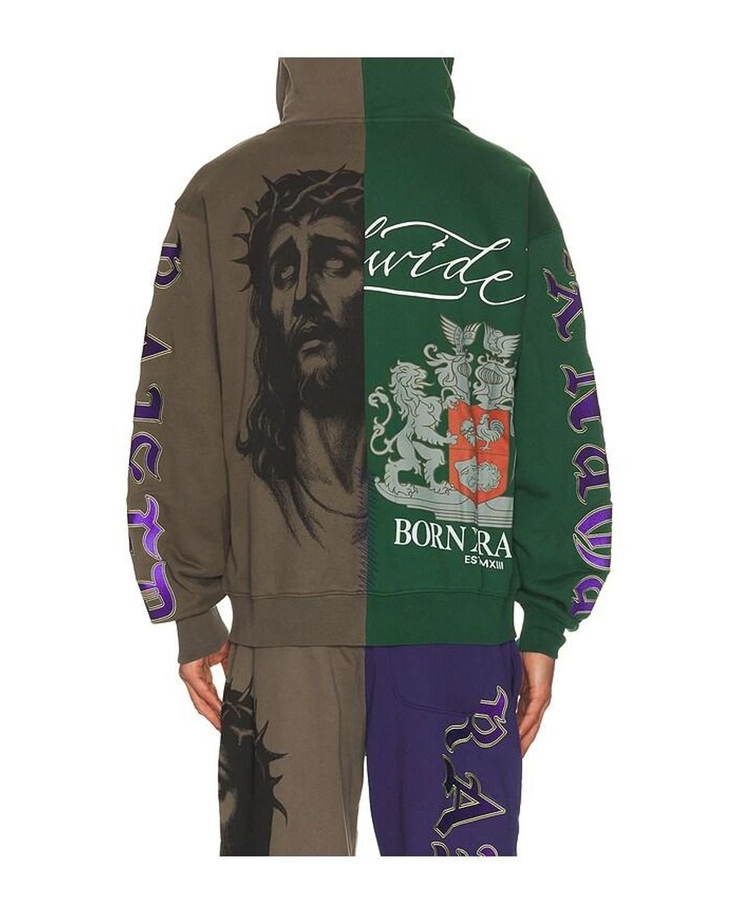 Born X Raised Multicolor Mashup Zip-Up Hoodie for men