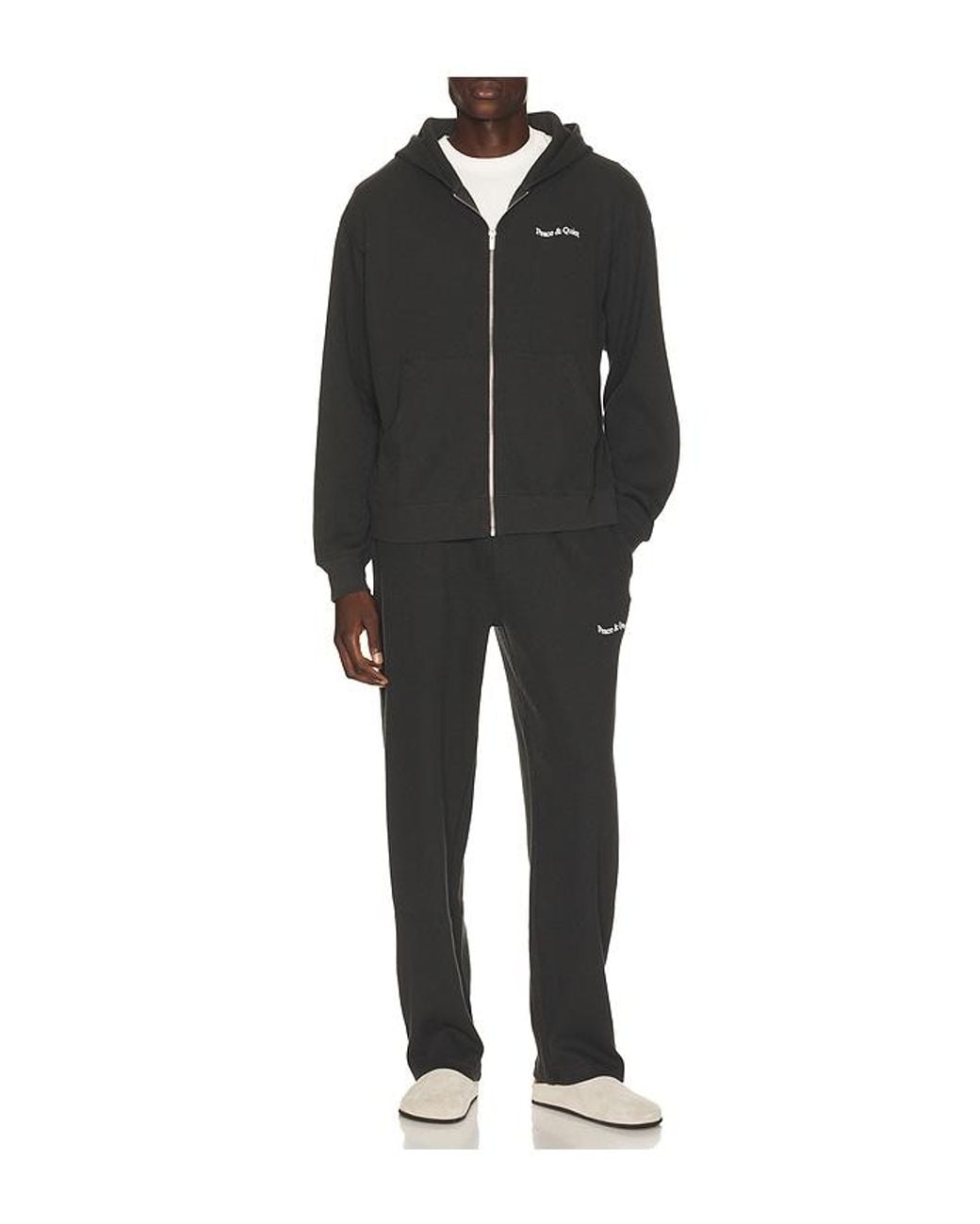 Museum of Peace & Quiet Black Wordmark Waffle Hoodie for men