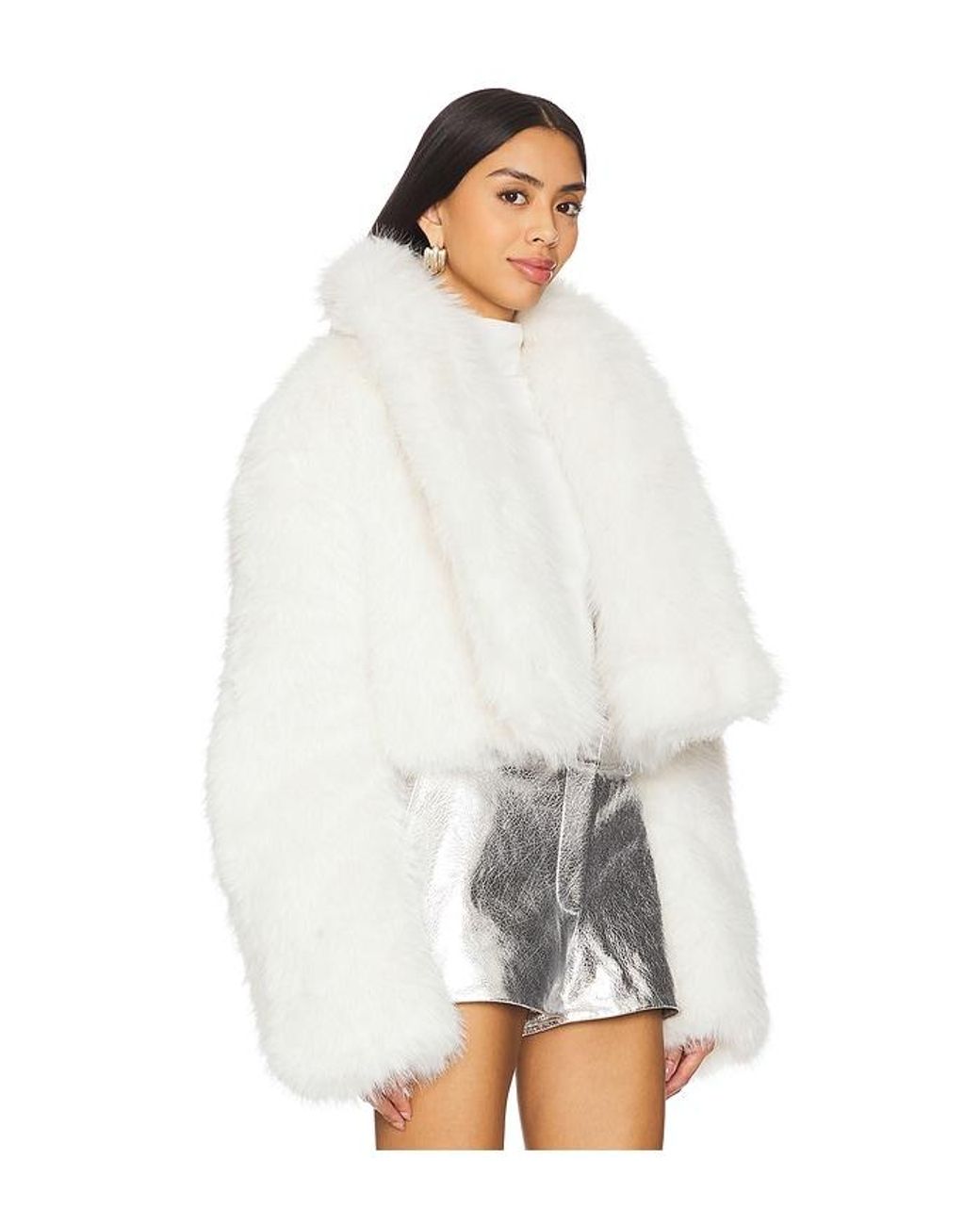 AFRM White Stephanie Fur Jacket