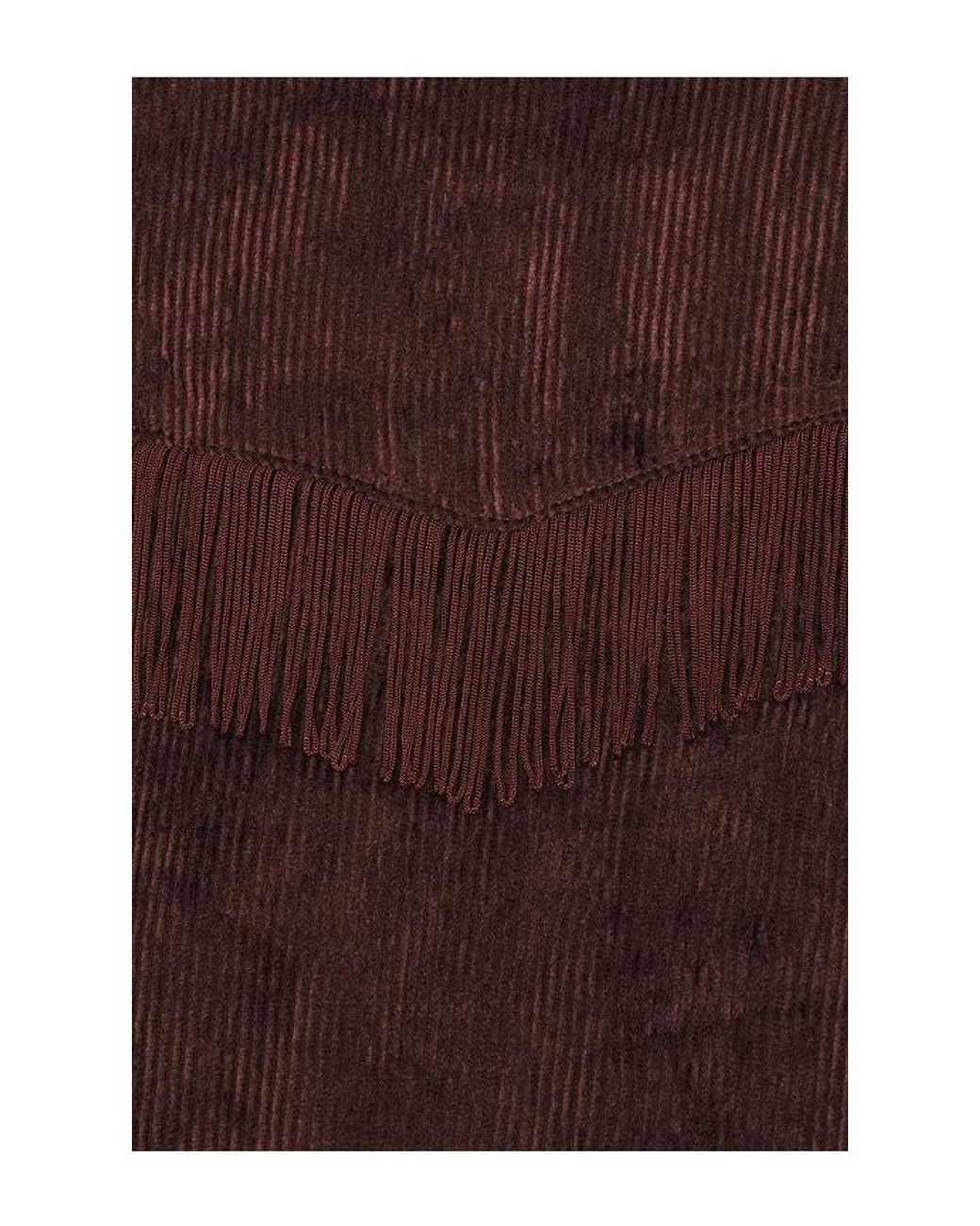 Needles Brown Fringe Open Collar Shirt Rayon Corduroy for men