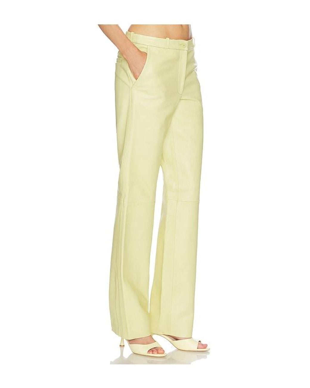 Helsa Yellow Soft Lamb Leather Pants