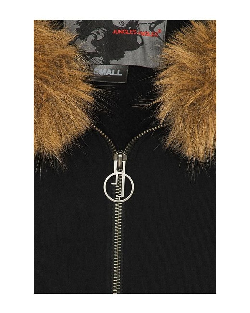 JUNGLES Blue Fur Trim Hoodie for men