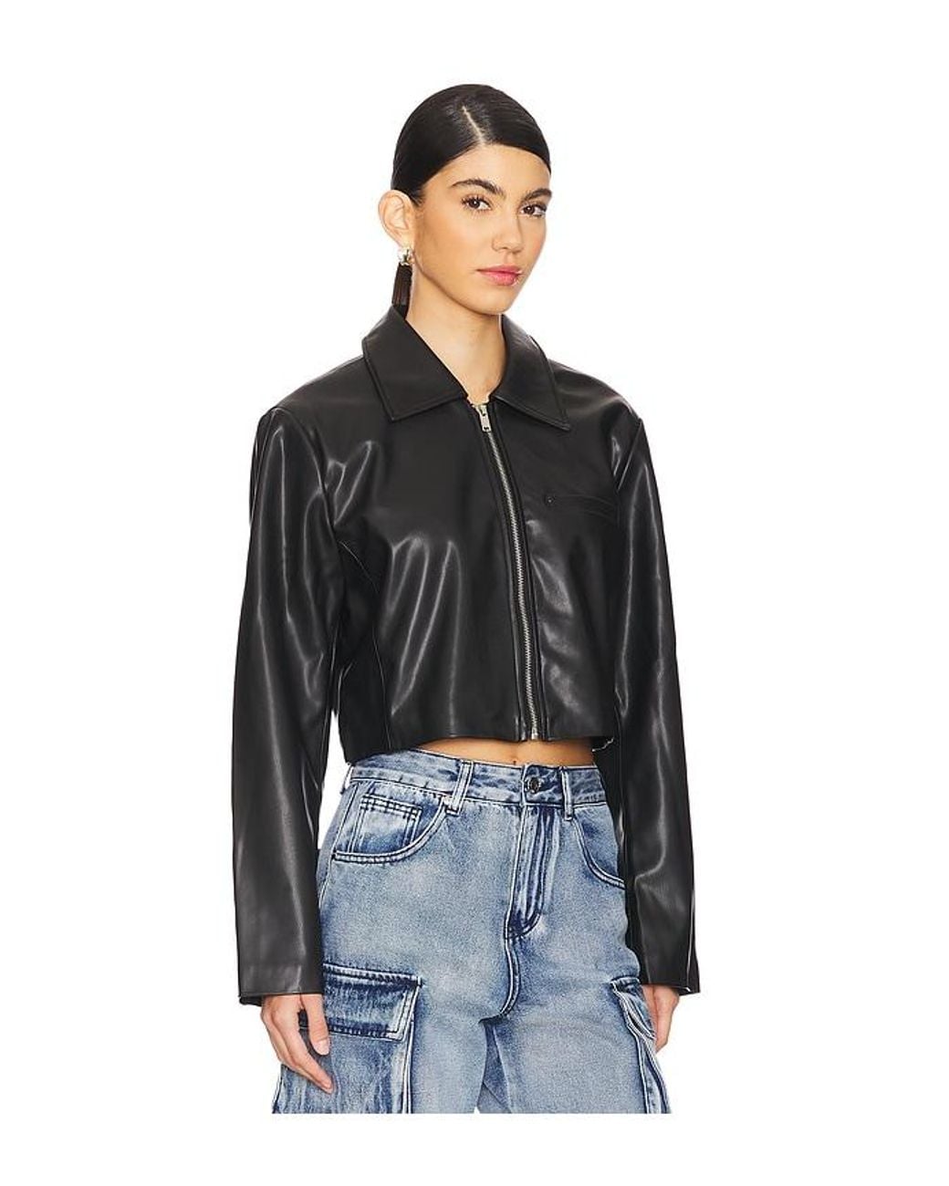 superdown Black X Emily Gemma Gabriella Faux Leather Jacket