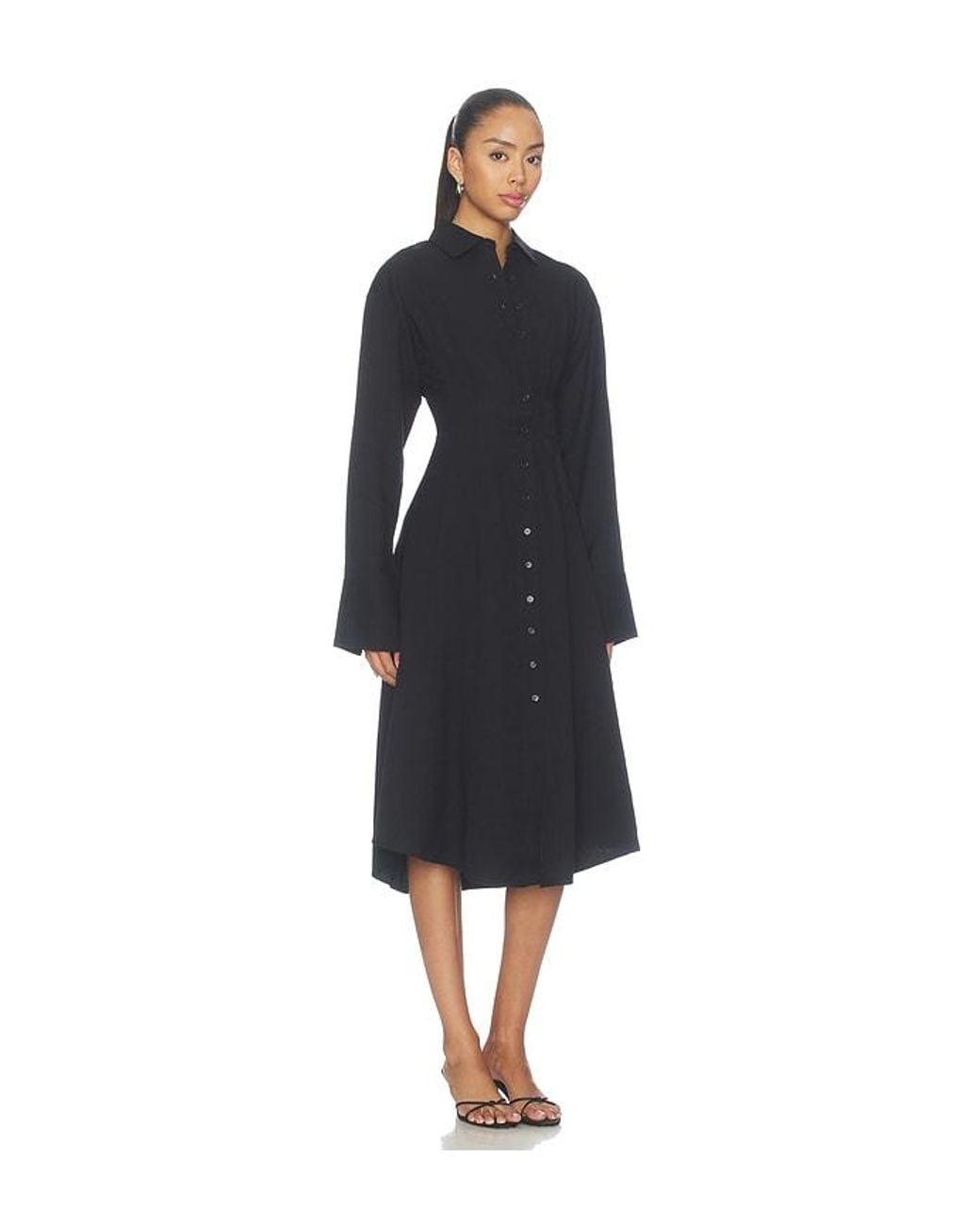 ALL THE WAYS Black Charitie Button Up Midi Dress