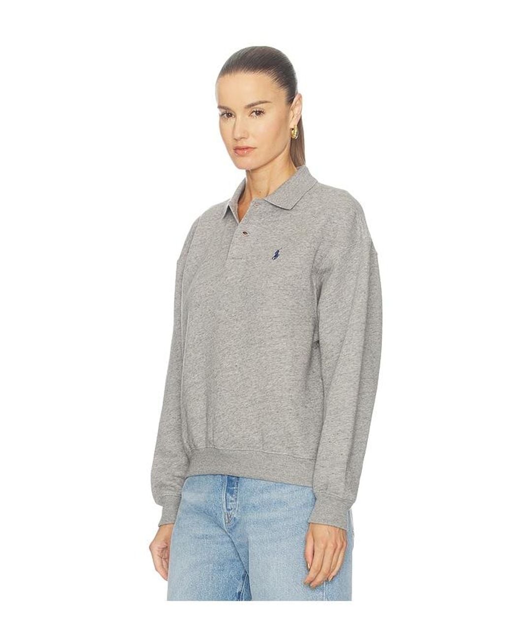 Polo Ralph Lauren Blue Fleece Polo Long Sleeve Sweater