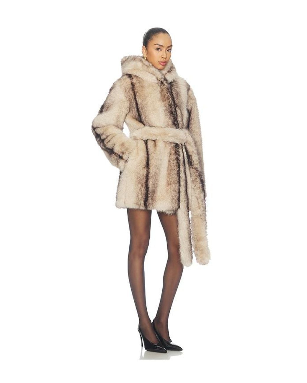 Kim Shui Natural Page Faux Fur Hooded Robe Jacket