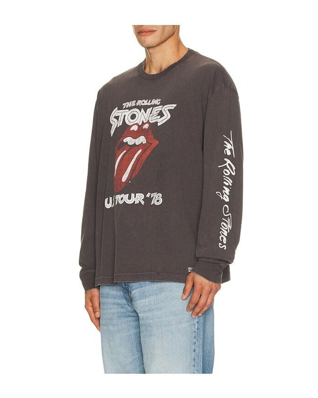 Guess Gray X Rolling Stones Oversized Long Sleeve Tee for men