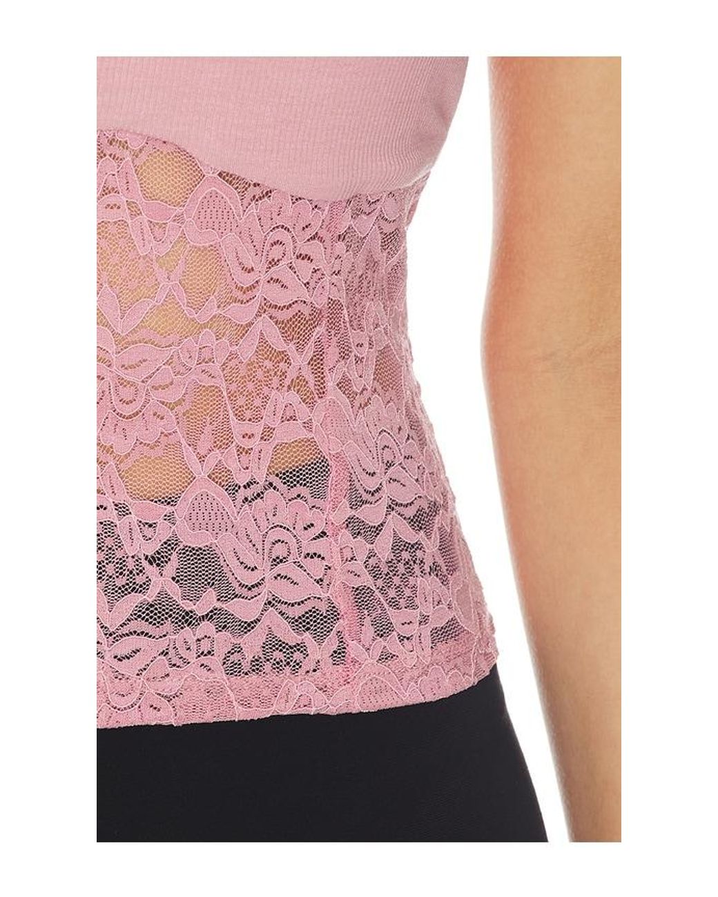 Michael Lauren Multicolor Ember Rib Lace Short Sleeve Tee