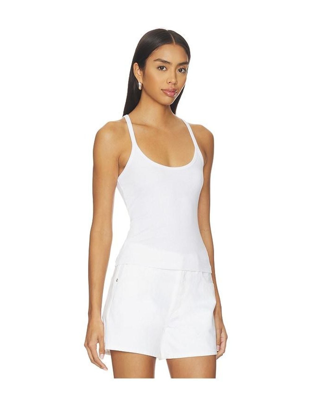 Enza Costa White Cotton Rib Cami Tank
