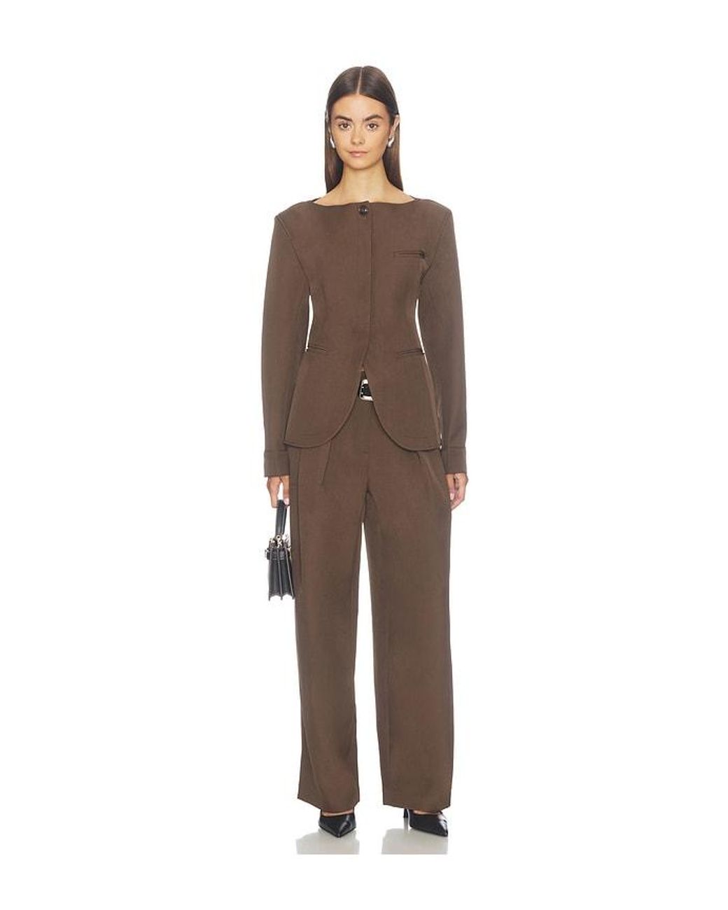 Source Unknown Brown Matteo Belted Tuck Trousers