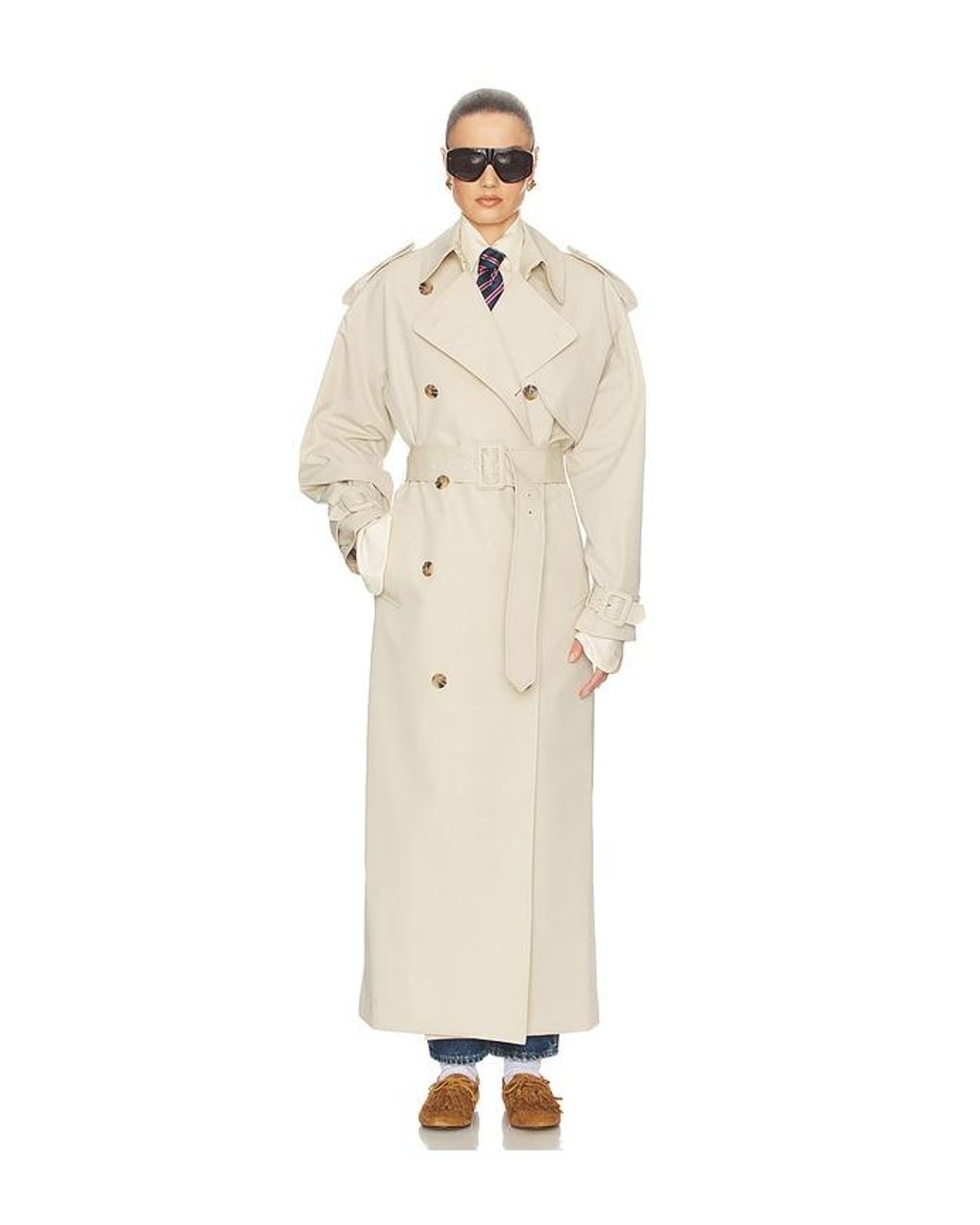 Helsa White Classic Oversized Trench