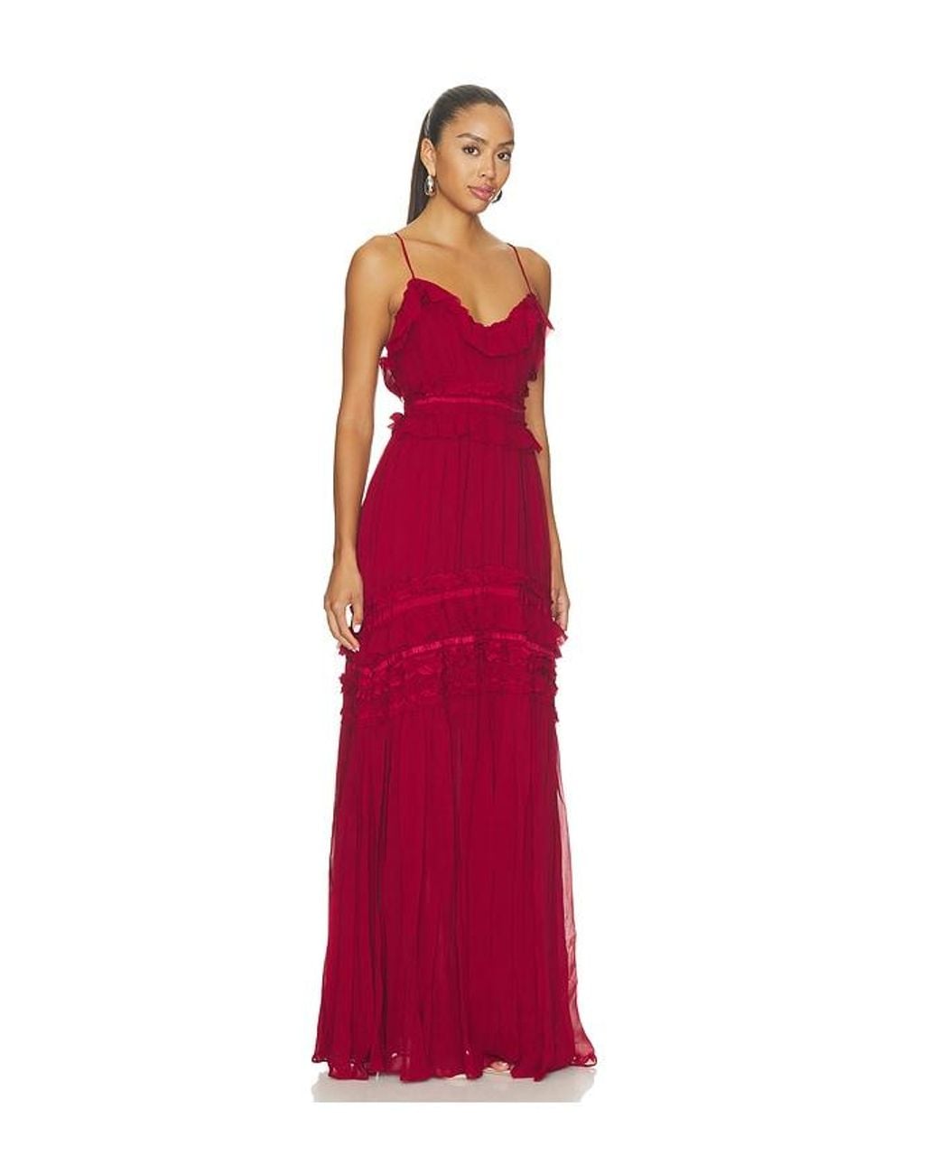 Ulla Johnson Red Dorothea Sleeveless Silk Gown