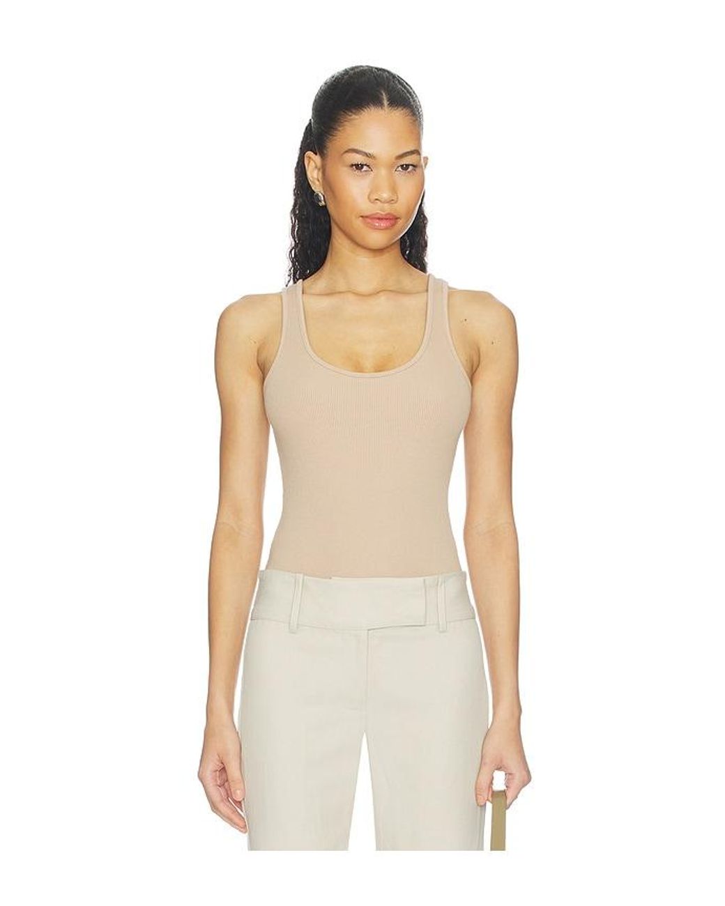 L'Agence Natural Nica Scoop Neck Tank Bodysuit