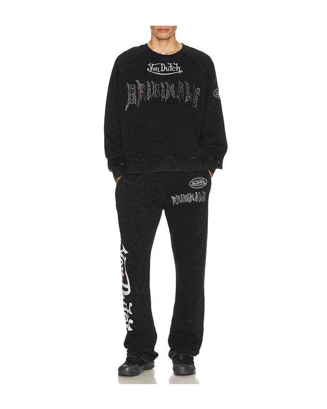 Von Dutch Black Crew Neck Raglan Sweatshirt for men