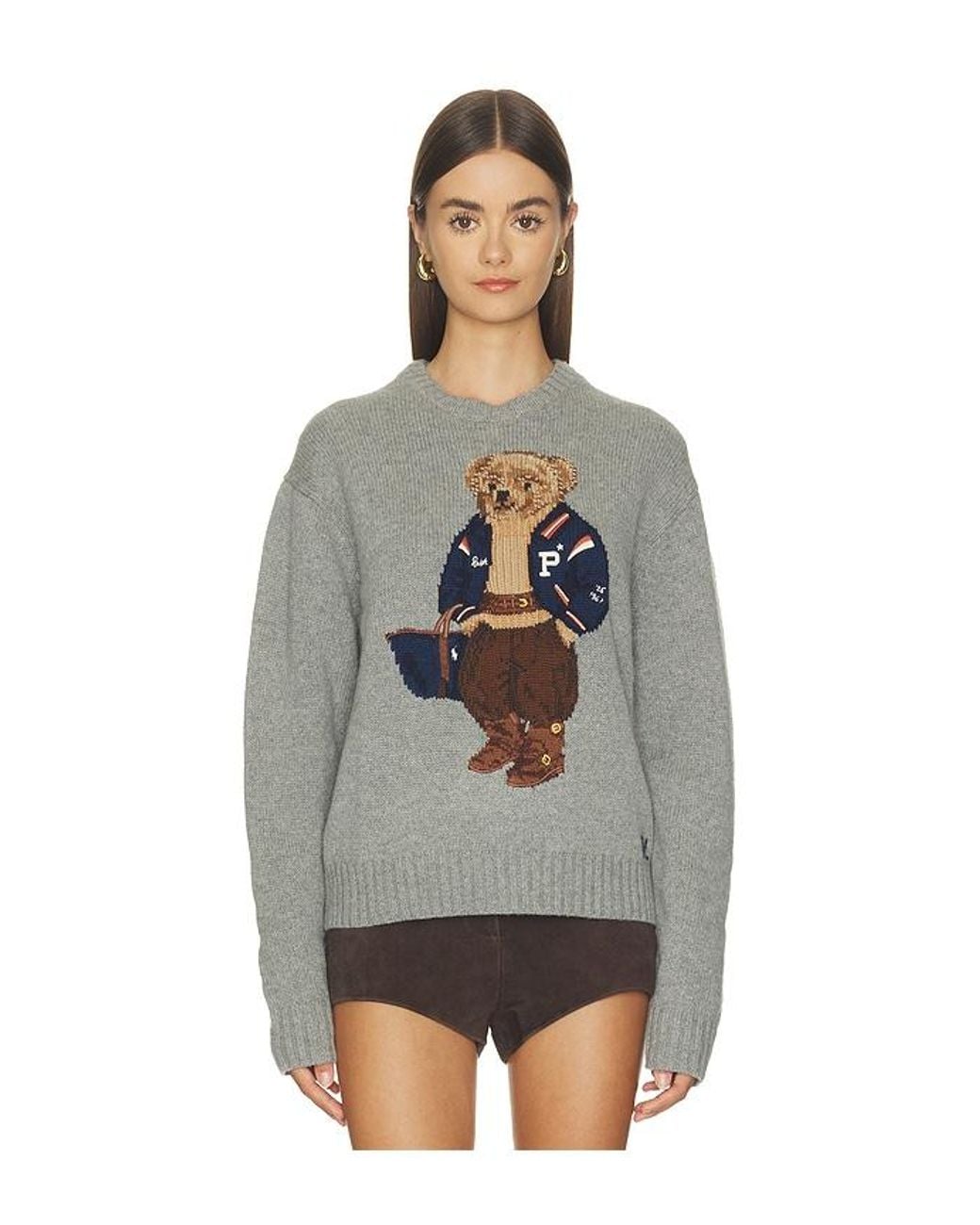 Polo Ralph Lauren Multicolor Wool Bear Long Sleeve Crew Neck Sweater