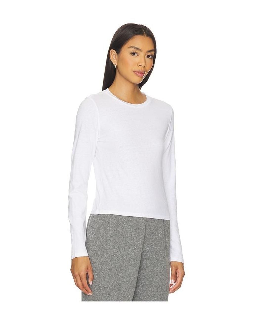 PERFECTWHITETEE Gray Jamie Cotton Long Sleeve