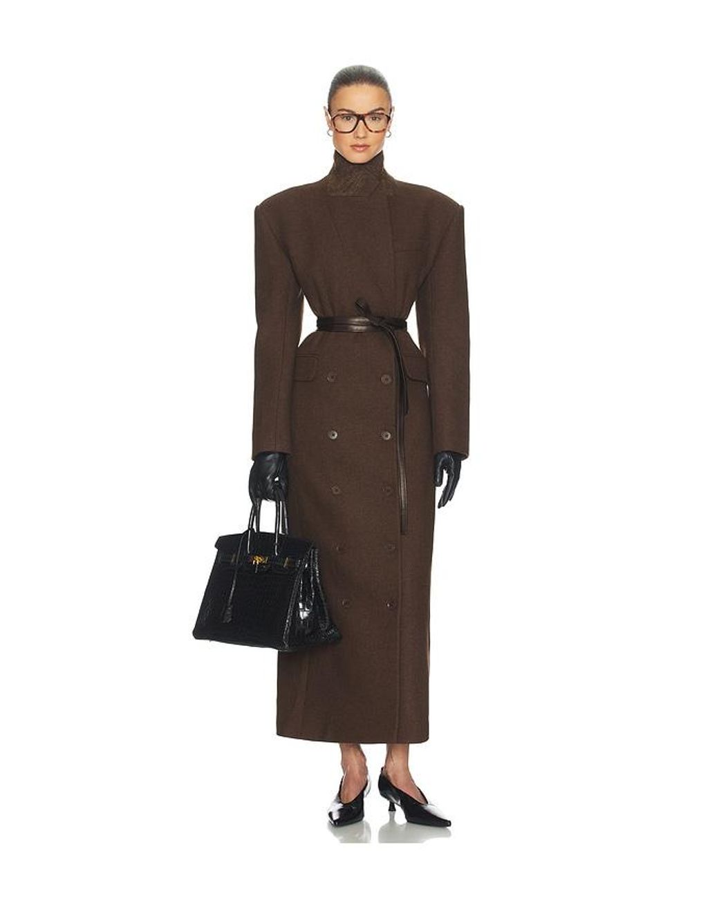 Helsa Brown Italian Wool Blend Extra Long Coat
