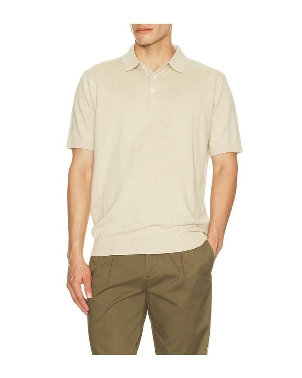 Barbour Natural Muston Linen Blend Knitted Polo for men