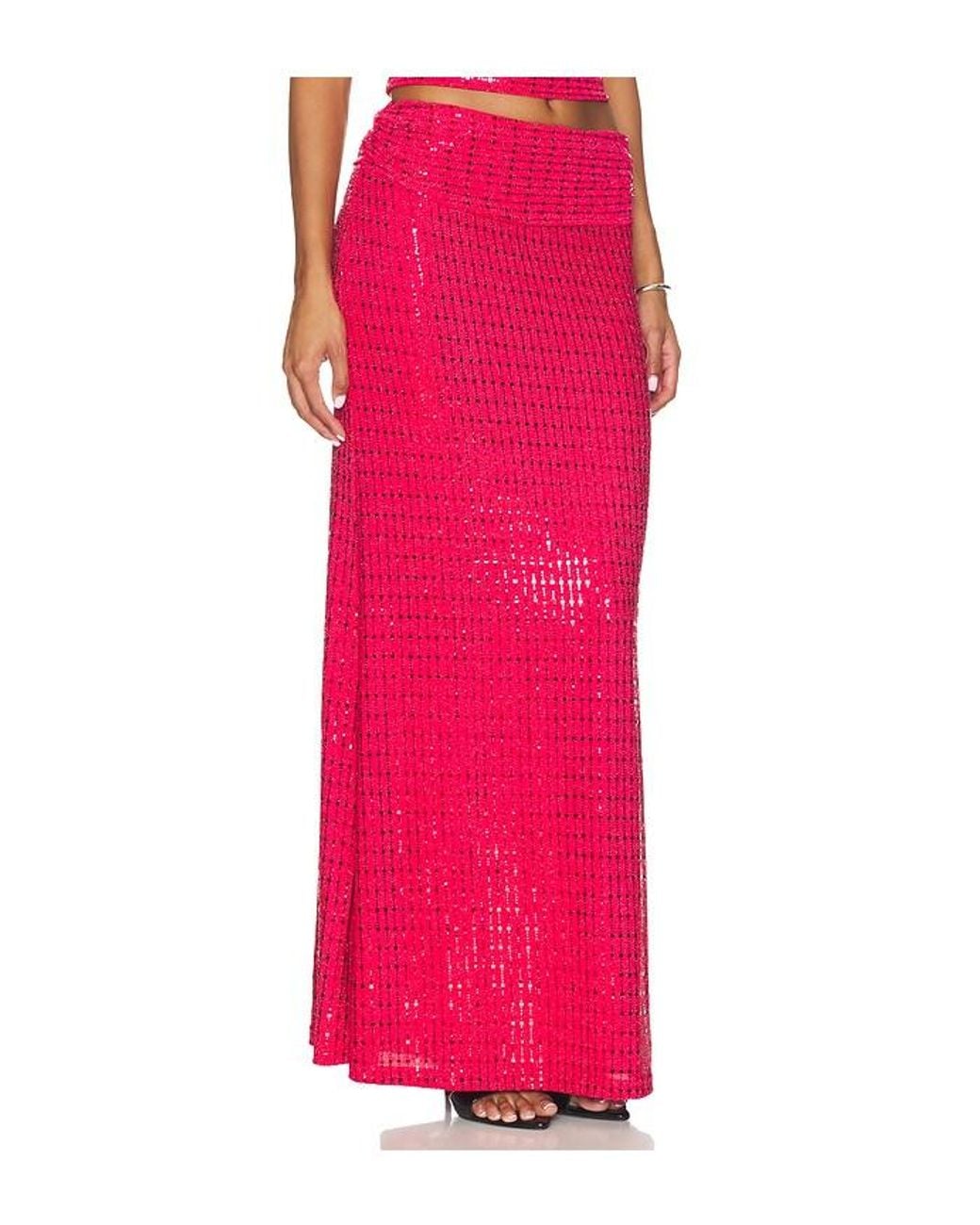 Runaway the Label Pink Retta Ruched Waistband Maxi Skirt
