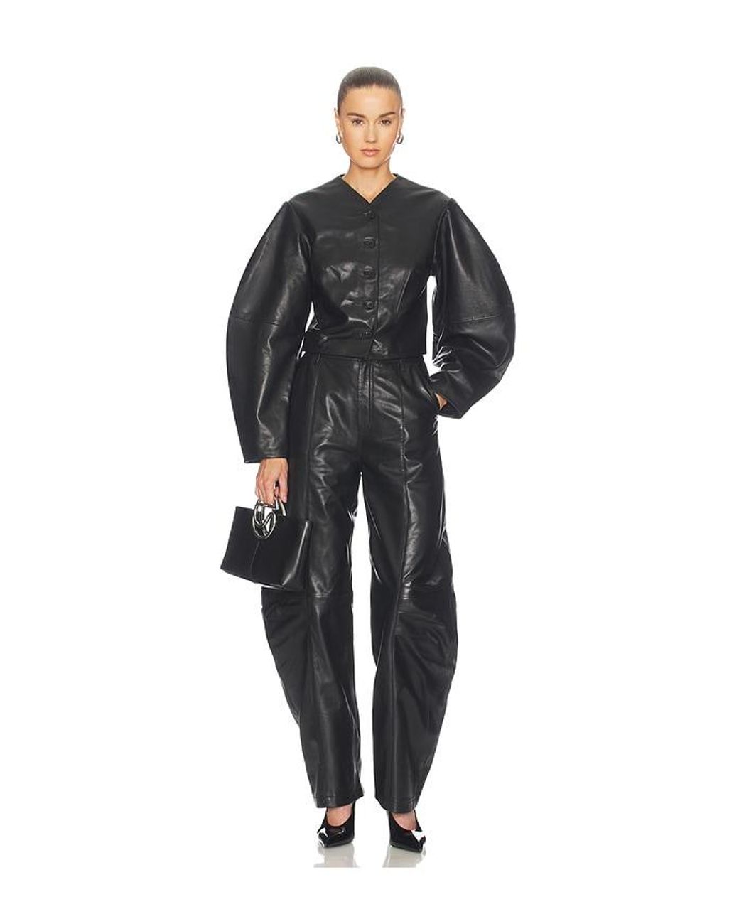ROTATE BIRGER CHRISTENSEN Black Fitted Leather Jacket