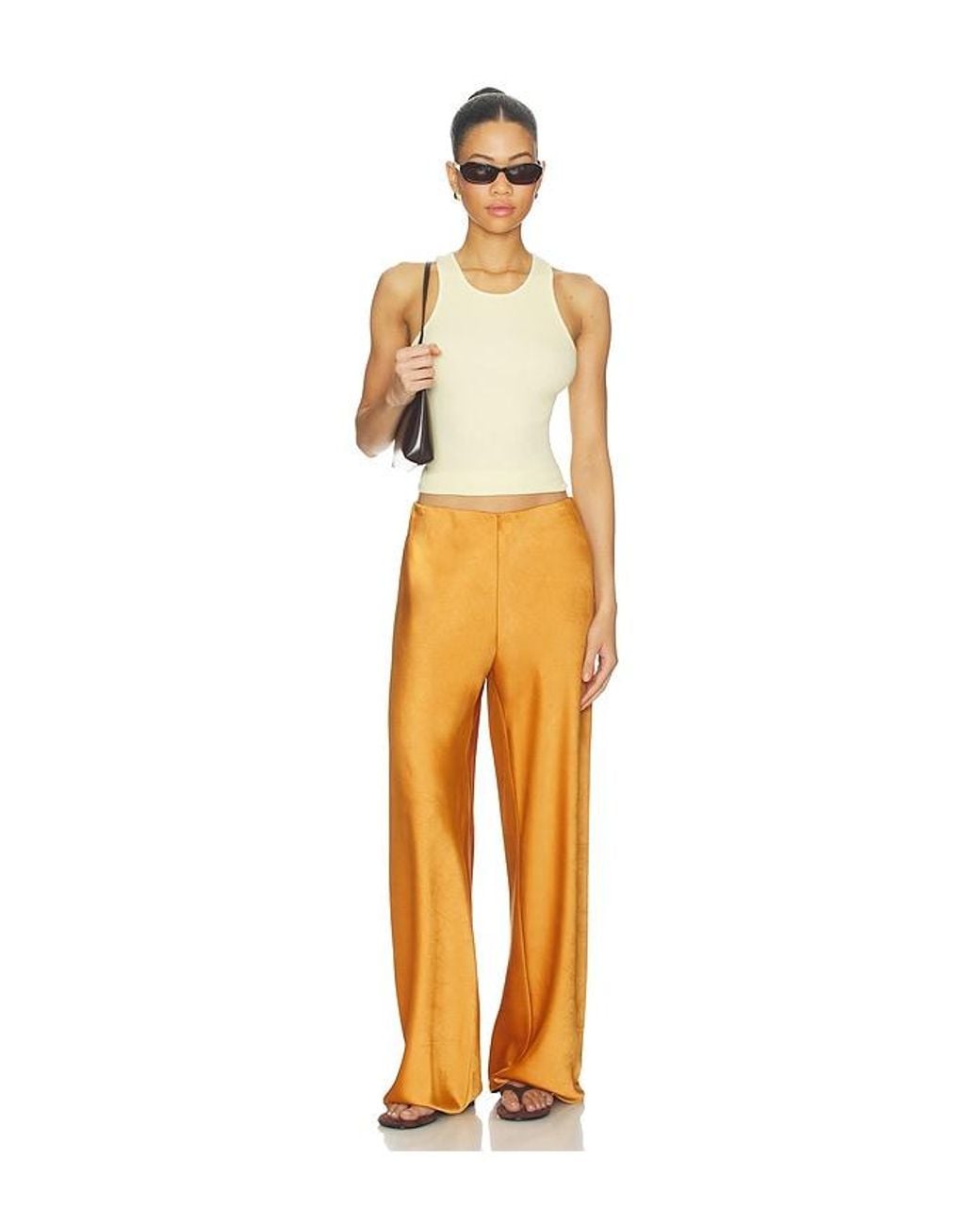 Vince Orange High Waist Satin Bias Pant