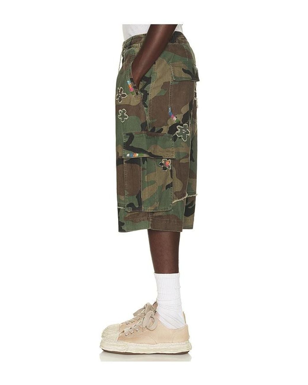 NAHMIAS Green Floral Patch Crystal Short for men