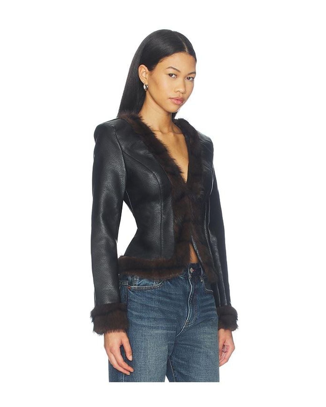 MORE TO COME Black Clarissa Faux Fur Jacket
