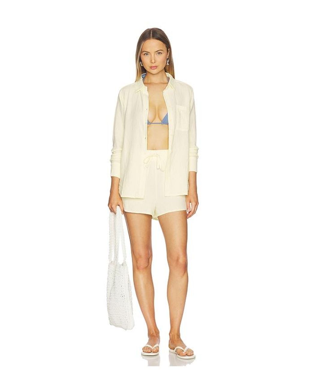 Bobi White Wide Waistband Short