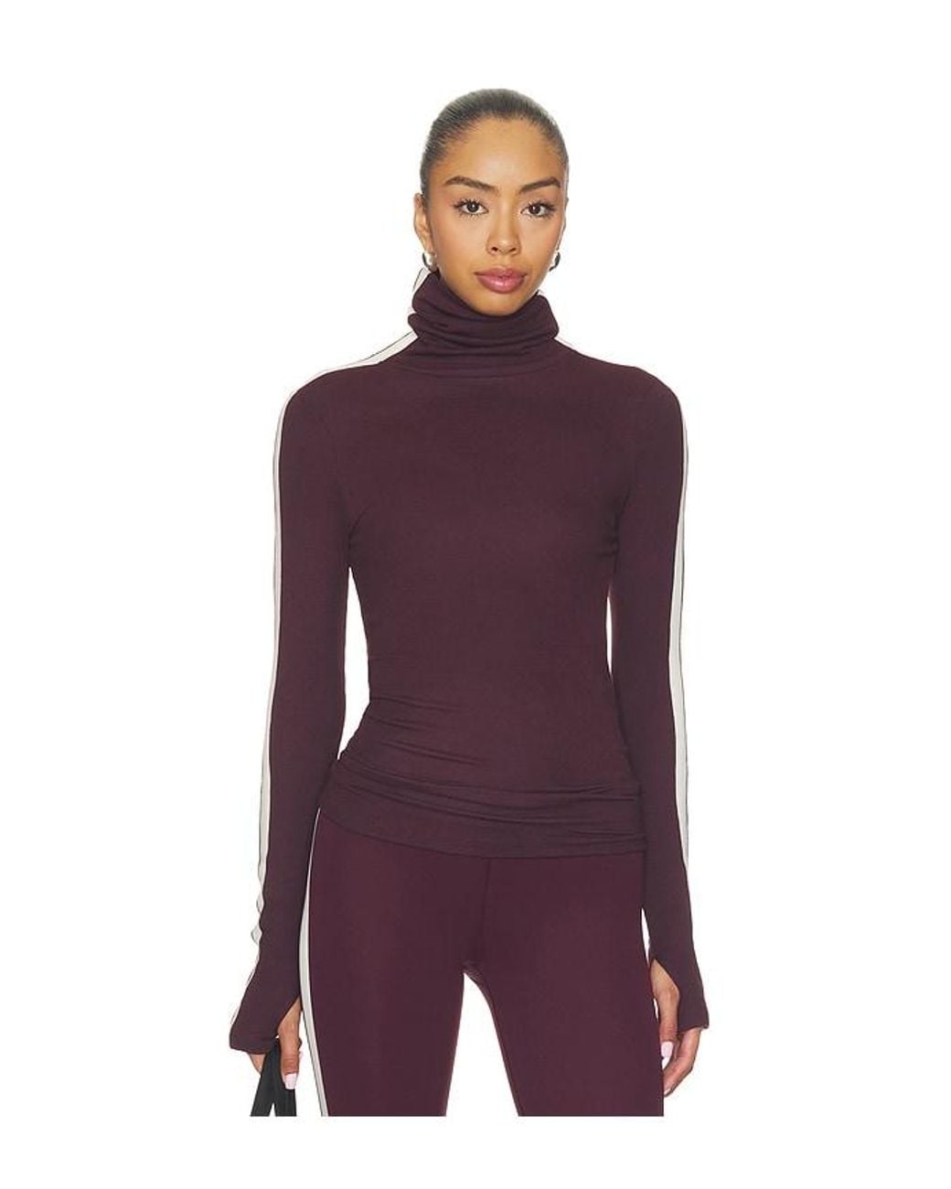 Splits59 Purple Jackson Rib Full Length Turtleneck Top