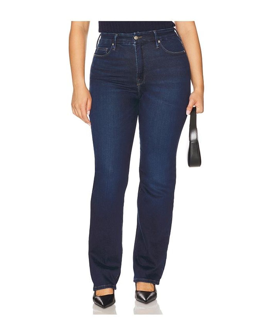 GOOD AMERICAN Blue Soft Tech Good True Straight Jeans