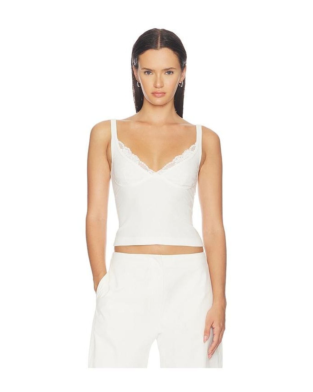 HAELO White Shadow Lace Tank