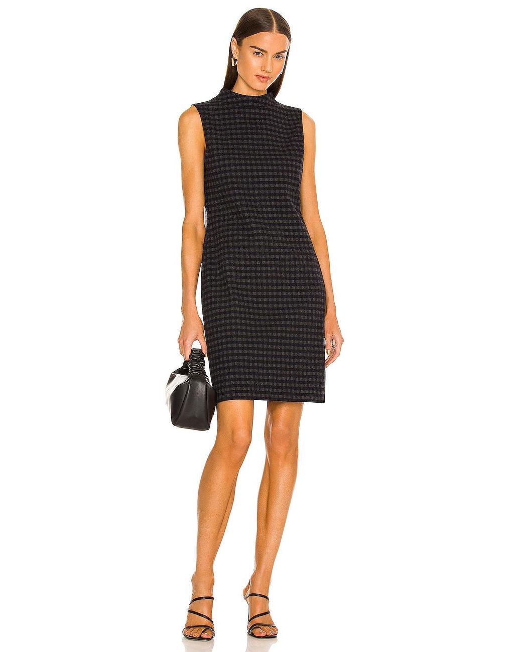 Theory Cotton High Neck Gingham Dress 