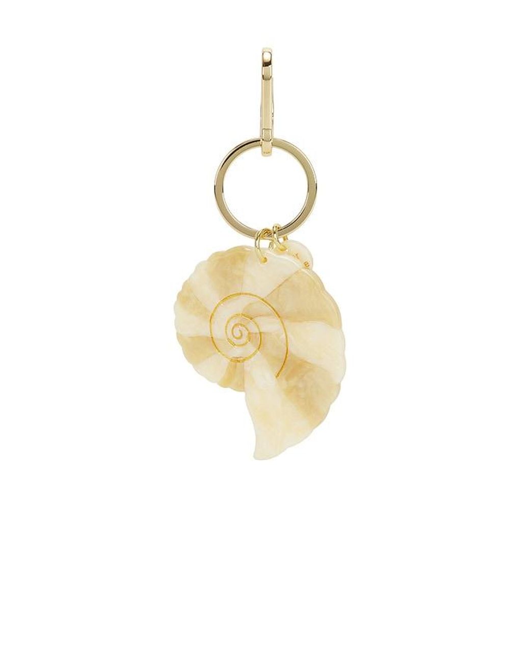Solar Eclipse White Hand-Painted Spiral Shell Bag Charm & Keychain