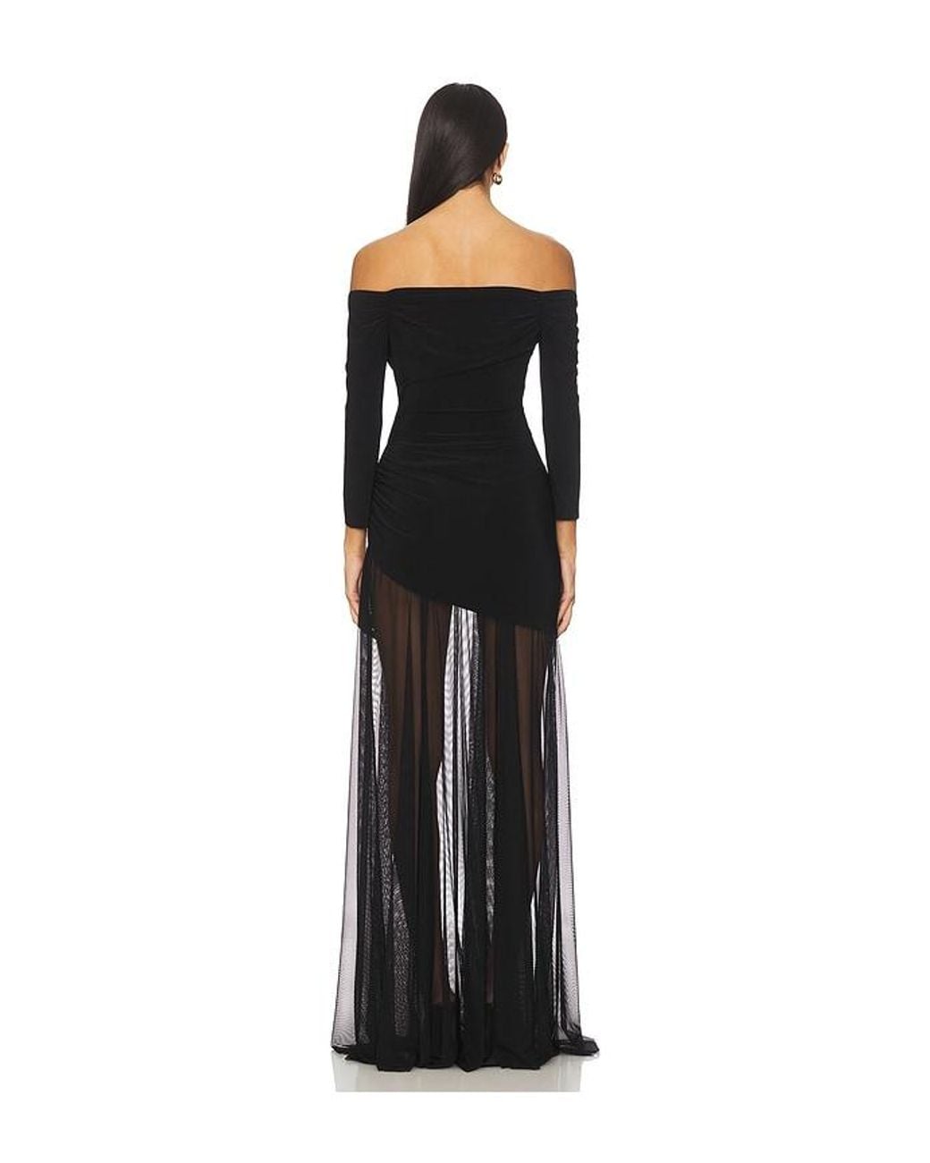 Norma Kamali Black Off Shoulder Sweetheart Combo Flared Gown