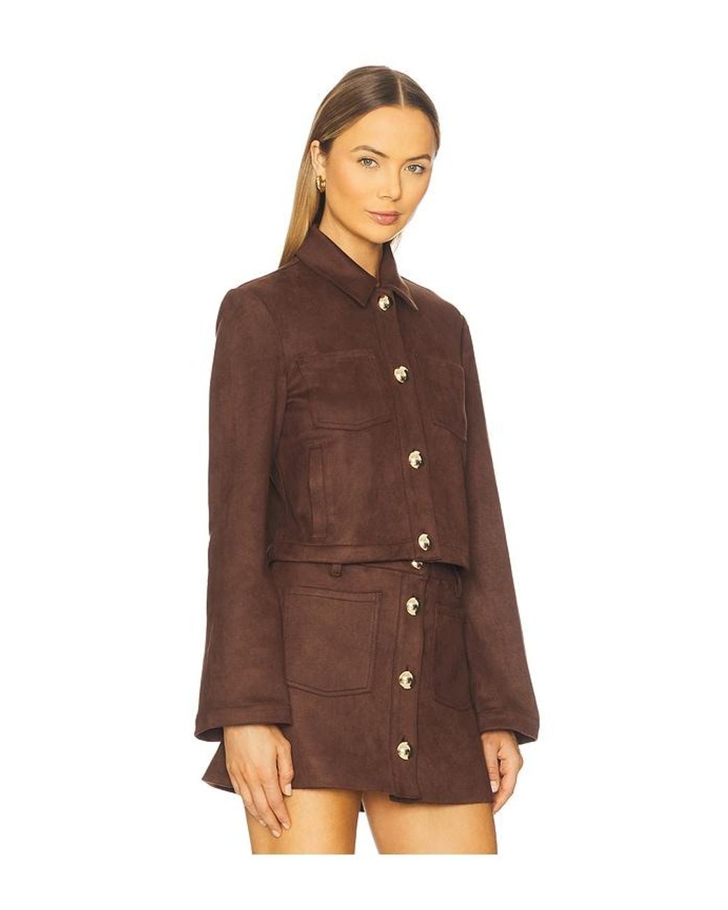 Bardot Brown Lorenzo Vegan Suede Shirt