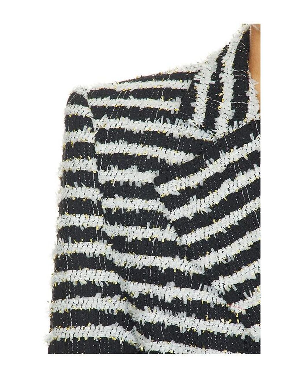 Bronx and Banco Multicolor Tweed Cropped Jacket With Feather Cuffs