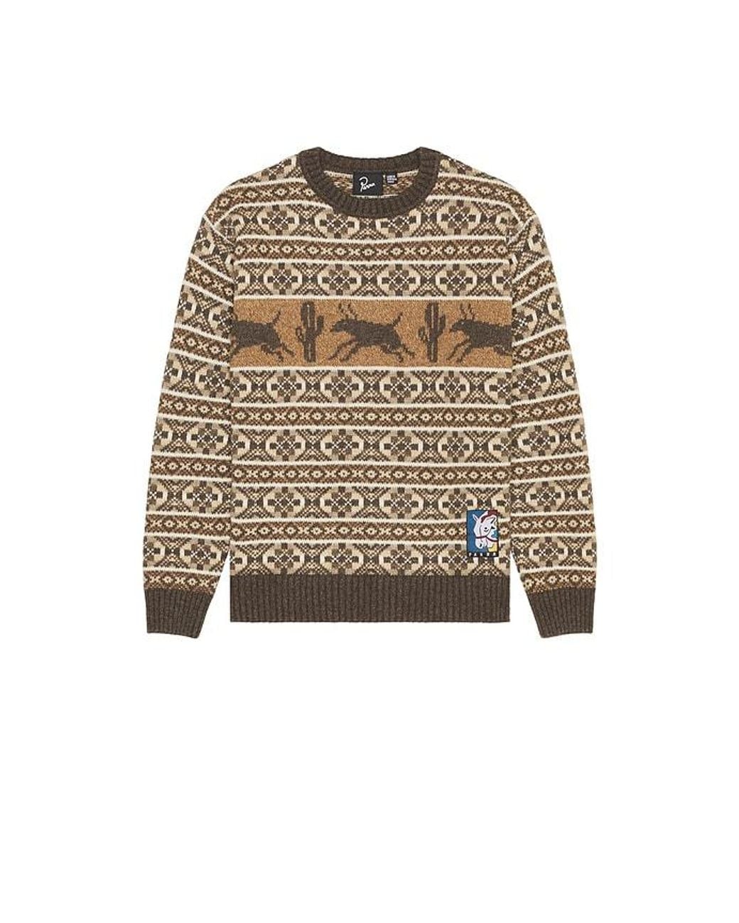 by Parra Brown Cactus Bull Knitted Pullover for men