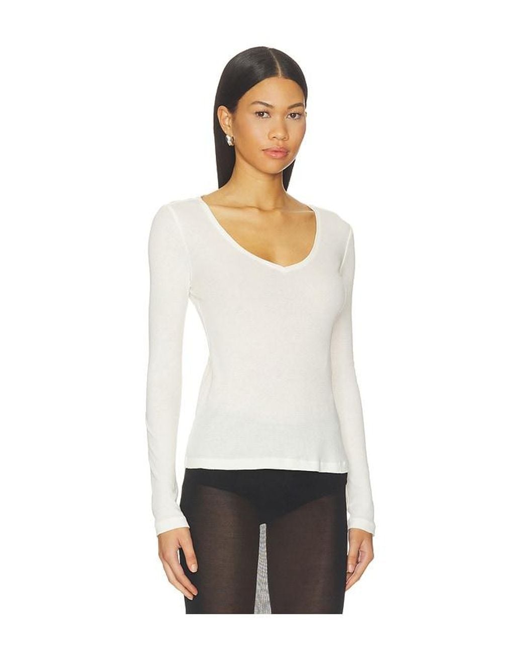 GRLFRND White Sheer V-Neck Tee