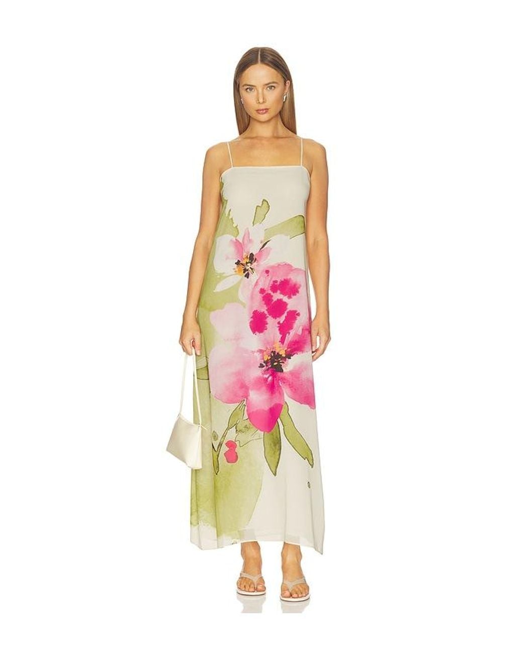 Especia White Java Tropical Long Dress