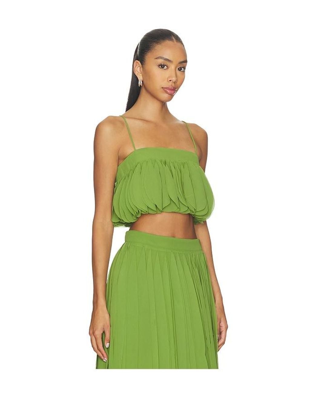 AMUR Green Sonia Ruffle Top