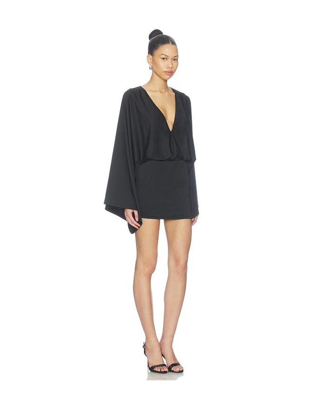 superdown Black X Hannah Lizzy Leah Deep V Dress