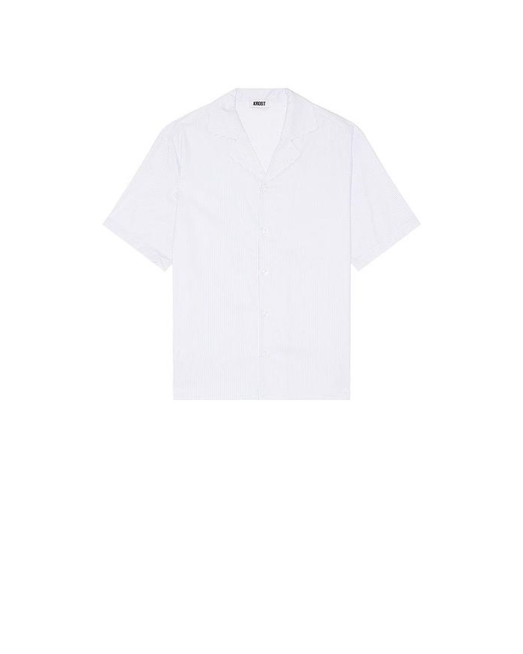 KROST White Cotton Stripe Bowling Shirt for men