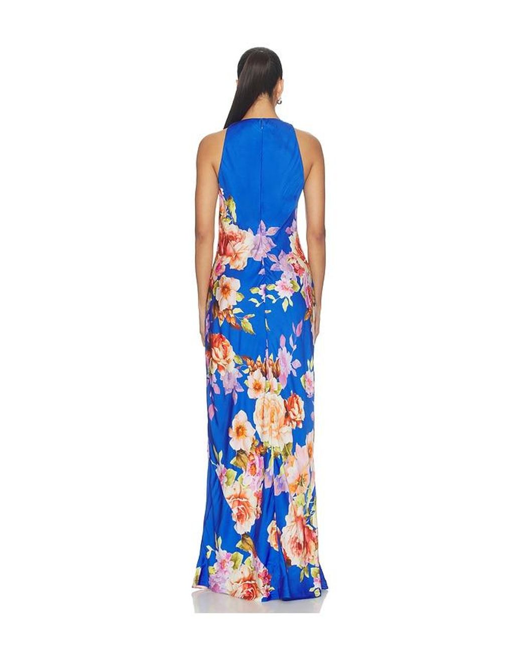 Hemant & Nandita Blue Crew Neck Bias Maxi Dress