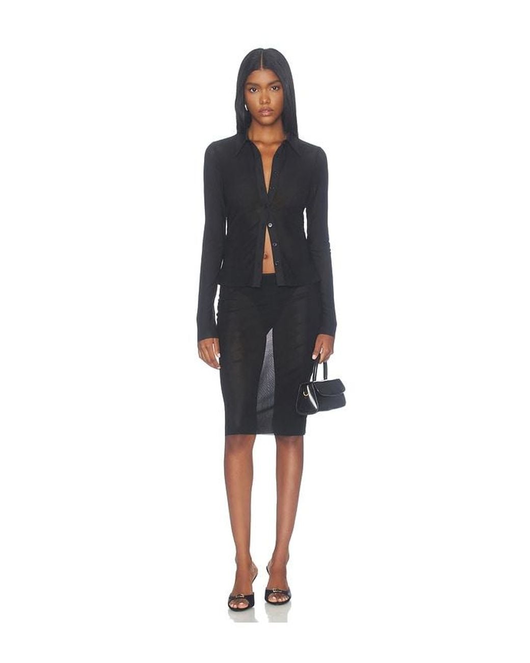 ALL THE WAYS Black Beth Midi Skirt
